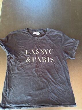 Sincerly Jules Black Crew Tee with Contrast Label